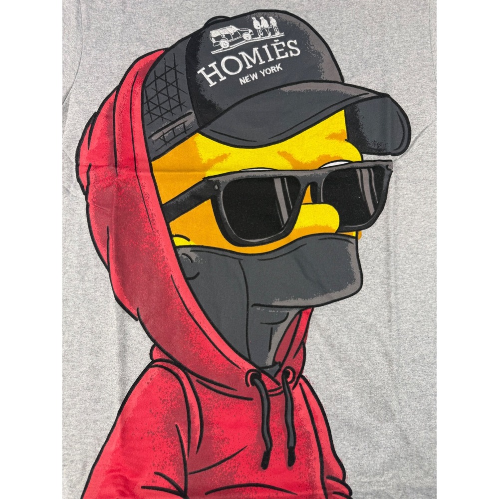 Reason Clothing Homies New York Graphic T-Shirt Grey Red Hoodie Small RR5-022